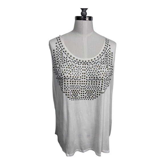 Maurices Tops - Maurices White Studded Drape Back Tank Top Boho Festival Y2K‎ Aesthetic XXL